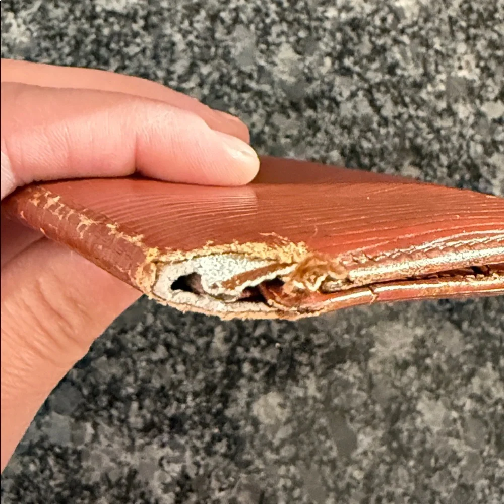 Louis Vuitton textured Orange Epi Leather Bifold project rehab wallet COA